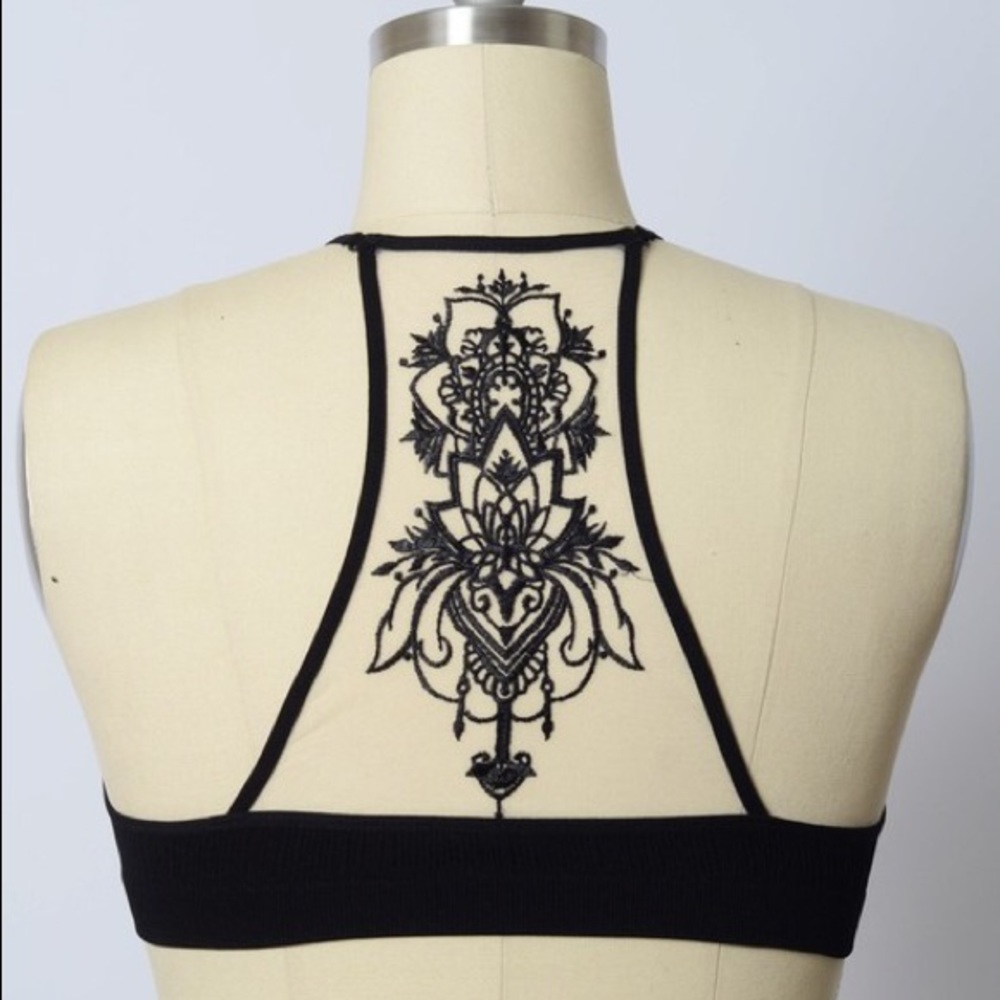 ❗️CLOSING SALE❗️ BlackTattooMeshRacerback Bralette - Picture 5 of 7